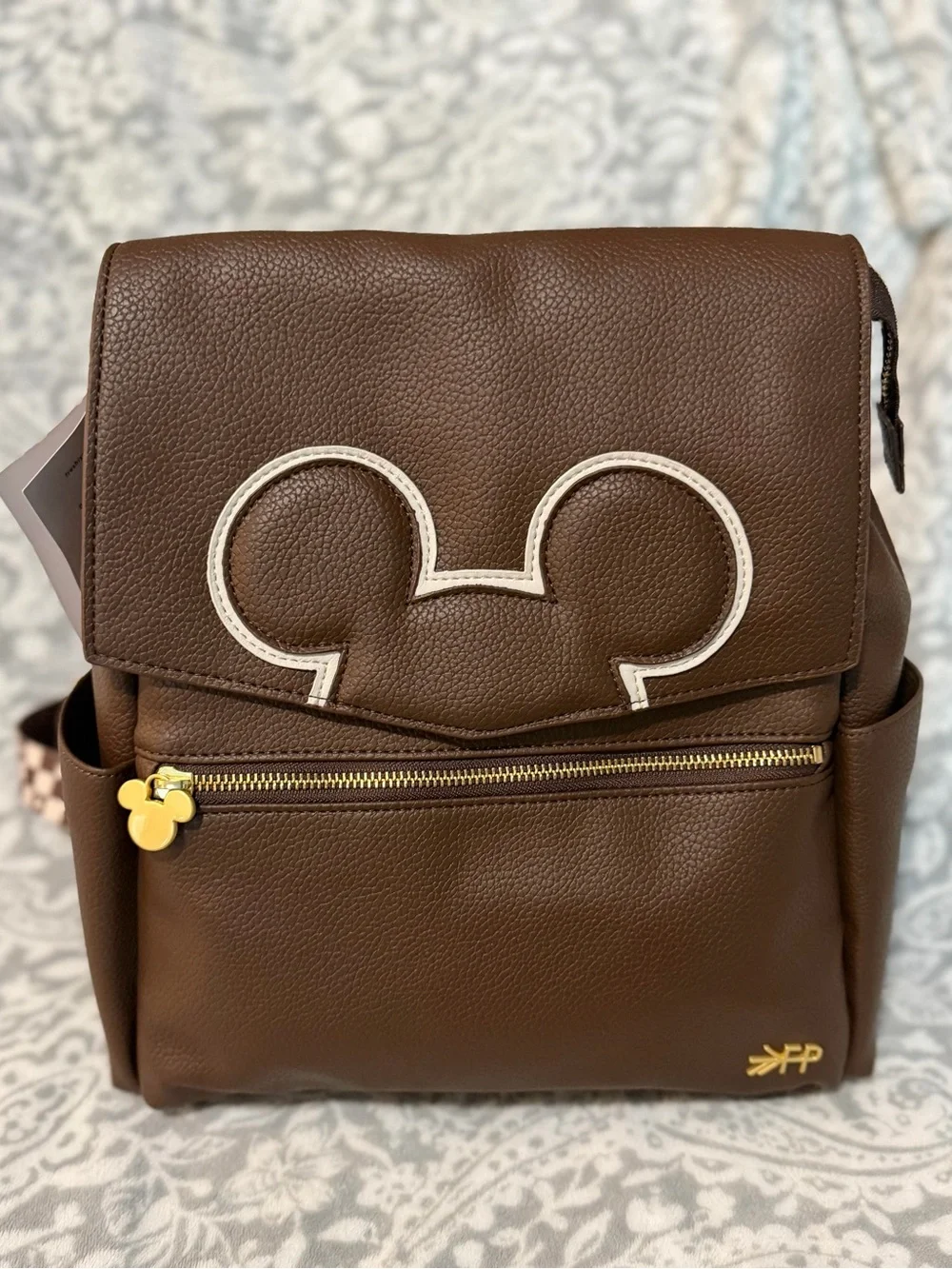 Disney Brown Baby Diaper Backpack with Gold Accents